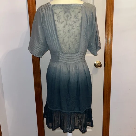 HOLDING HORSES • Anthropologie Ombre Ocean Dipped Lace & Embroidered Dress - Picture 11 of 16